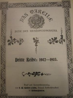 ZA;Spo 2834;392/4 3 ;1902/03: Das Mareile : Bote des Rennsteigvereins (1902-)