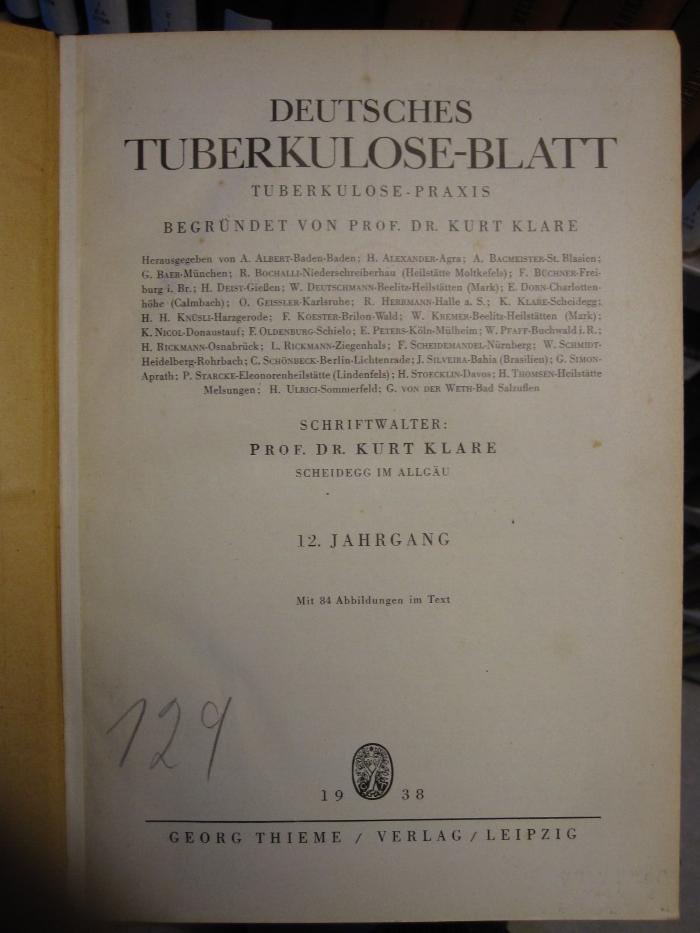 ZA 2756: Deutsches Tuberkulose-Blatt (1938)