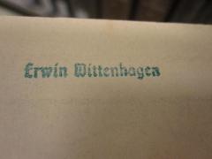 - (Wittenhagen, Erwin), Stempel: Name; 'Erwin Wittenhagen'. 