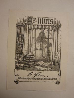 ZA 2566: 1. jahrgang (1924);- (Scheer[?], [?]), Etikett: Exlibris, Name, Abbildung; 'Ex Libris Dr. Scheer'. 