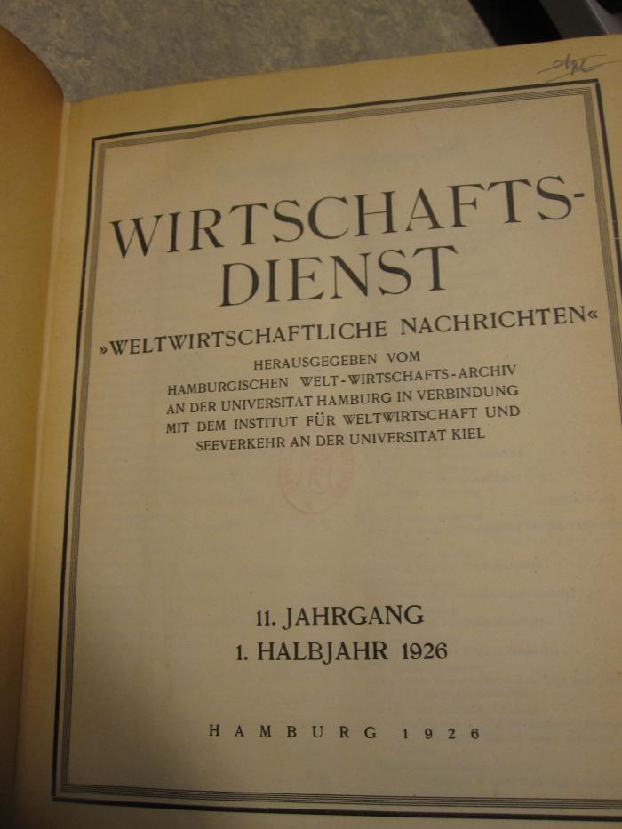 ZB 2239: 11. Jahrgang (1926)