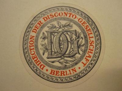 ZB 2239: 9. Jahrgang (1924);- (Direction der Disconto-Gesellschaft), Etikett. 