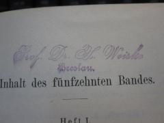 - (Weiske, Hugo), Stempel: Name, Ortsangabe; 'Prof. Dr. H. Weiske Breslau'. 