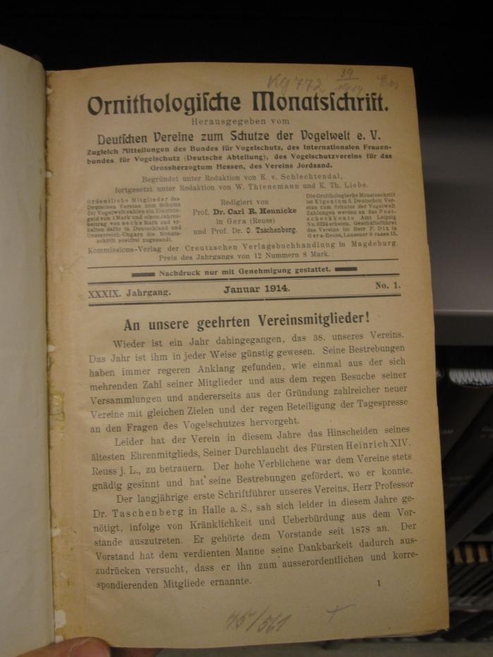 ZB 2671: Ornithologische Monatsschrift (1914)