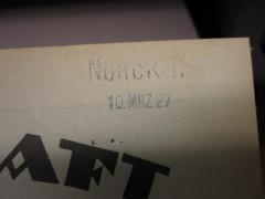 - (Noack, M.), Stempel: Name, Datum; 'Noack M 10. Mrz 27'. 