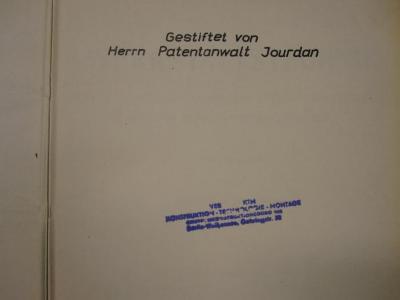 ZB 2417: 4. Jahrgang (1910);- (VEB KTM), Stempel: Name, Ortsangabe; 'VEB KTM 
Konstruktion - Technologie - Montage
Gruppenkonstruktionsbüro 103
Berlin-Weißensee Gehringstr. 39'.  (Prototyp)