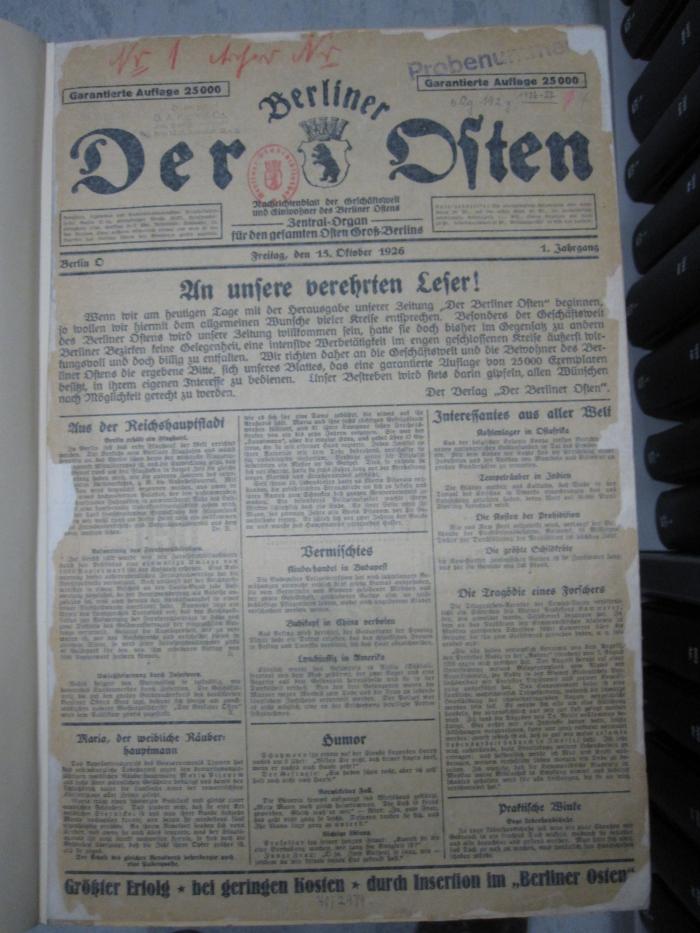 ZC 363: 1. Jahrgang (1926)