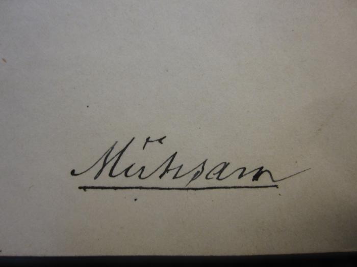 ZB 2296: Hoppe-Seyler's Zeitschrift für physiologische Chemie (1899);- (Mühsam, Siegfried), Von Hand: Autogramm, Name; 'Mühsam'. 
