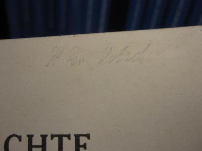 ZB 2500: Berichte der Deutscehn Botanischen Gesellschaft : 43. Jahrgang (1925);- (Votsch, Wilhelm), Von Hand: Autogramm; 'H. Dr. Votsch'. 