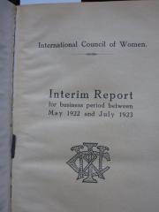 FrFr 132 1922-23: International Council of Women : Interim Report for buisiness period between May 1922 and July 1923 (1923)