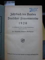 FrFr 55 1920: Jahrbuch des Bundes Deutscher Frauenvereine 1920 (1920)