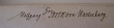 - (Wartenburg, Wolfgang Graf Yorck zu), Von Hand: Autogramm, Berufsangabe/Titel/Branche, Name; 'Wolfgang Gr Yorck von Wartenburg.'. ; Geschäftliche Übersicht (o.J.)