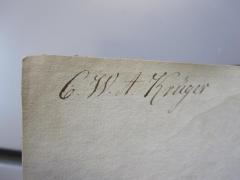 J / 432 (Krüger, C. W. A.), Von Hand: Autogramm, Name, Initiale; 'C.W.A Krüger'. 