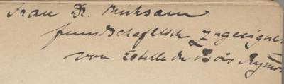 X 522 a: Fragmente. Neue Folge von John Tyndall (1895);J / 949 (Mühsam, [?];Du Bois-Reymond, Estelle), Von Hand: Widmung; 'Frau Dr. Mühsahm freundschaftlichst zugeeinget von Estelle du Bois-Reymond'. 