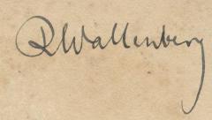 J / 1211 (Wallenberg, R.), Von Hand: Autogramm, Name; 'R Wallenberg'. 