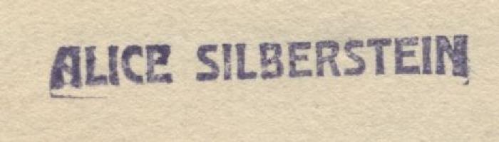 J / 762 (Silberstein, Alice), Stempel: Name; 'Alice Silberstein'.  (Prototyp);Ct 859 1/1836: Musée Francais (1836)