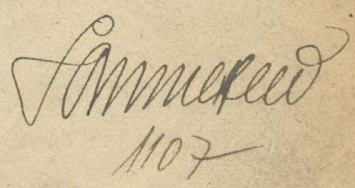 Ci 134 f: Rügensche Sagen (1922);J / 1004 (Sommerfeld, [?]), Von Hand: Autogramm, Exemplarnummer, Name; 'Sommerfeld 1107'.  (Prototyp)