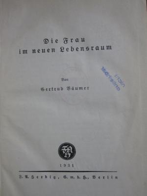 FrFr 155 2. Ex.: Die Frau im neuen Lebensraum (1931)