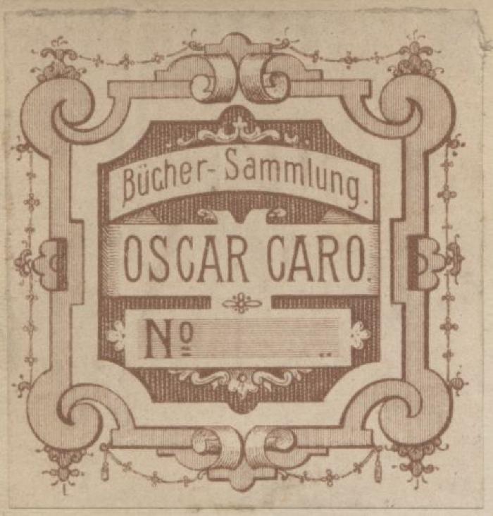 J / 1498 (Caro, Oscar), Etikett: Exlibris, Name; 'Bücher-Sammlung Oscar Caro No'. ;III 90190: Les Vierges Fortes Frédérique (1900)
