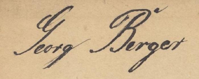 J / 417 (Berger, Georg), Von Hand: Autogramm; 'Georg Berger'. ;Cm 5424 4.5: Allerlee aus d'r Äberlausitz : Heiteres und Ernstes in Oberlausitzer Mundart (1893)