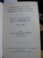 FrFr 139 1930: Internationaler Frauenbund : Bericht über die Generalversammlung ; Vienna, 1930 ([1930])