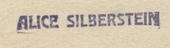J / 762 (Silberstein, Alice), Stempel: Name; 'Alice Silberstein'.  (Prototyp)
