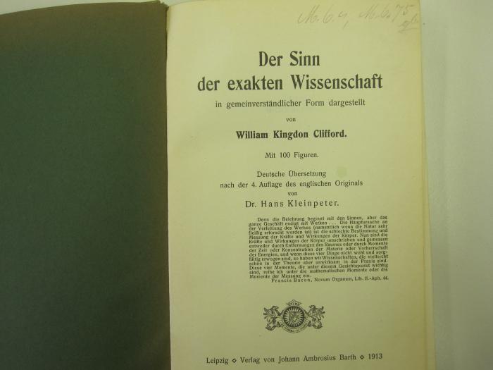 Ia 81: Der Sinn der exakten Wissenschaften (1913)