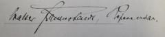 J / 75 (Frauenstaedt, Walter), Von Hand: Autogramm, Name, Berufsangabe/Titel/Branche; 'Walter Frauenstaedt, Referandar.'. 