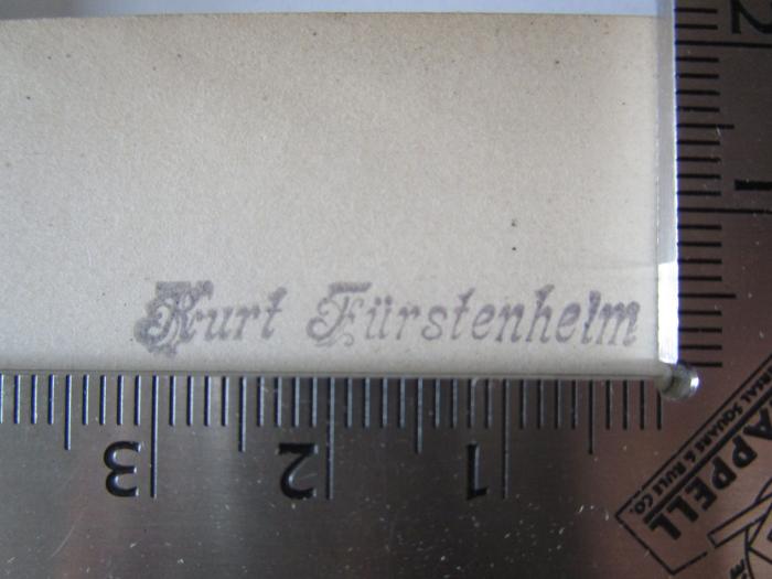 Kn 12 ad: Grundriss der klinischen Diagnostik (1908);J / 95 (Fürstenheim, Kurt), Stempel: Name; 'Kurt Fürstenheim'.  (Prototyp)