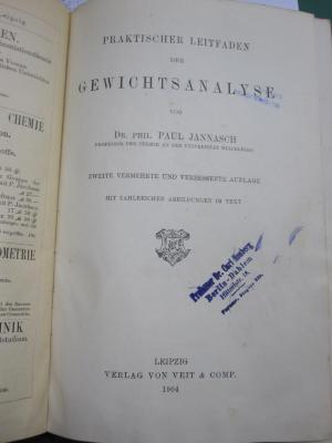 Kd 334 b: Praktischer Leitfaden der Gewichtsanalyse (1904)