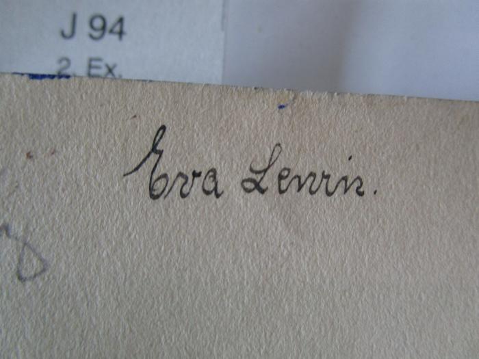 II 14067 2. Ex.: Mount Everest (1923);J / 94 (Lewin, Eva), Von Hand: Autogramm, Name; 'Eva Lewin.'. 