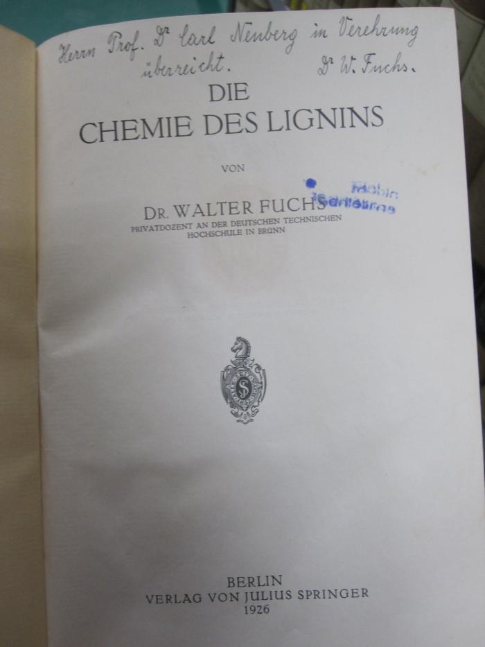 Kd 378: Die Chemie des Lignins (1926)