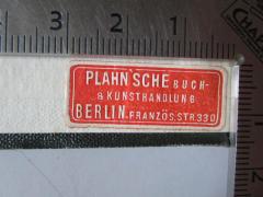 G46 / 96 (Plahn'sche Buch- & Kunsthandlung), Etikett: Buchhändler, Name, Ortsangabe, Berufsangabe/Titel/Branche; 'Plahn'sche Buch- und Kunsthandlung Berlin Französ. Str. 33 D'.  (Prototyp)