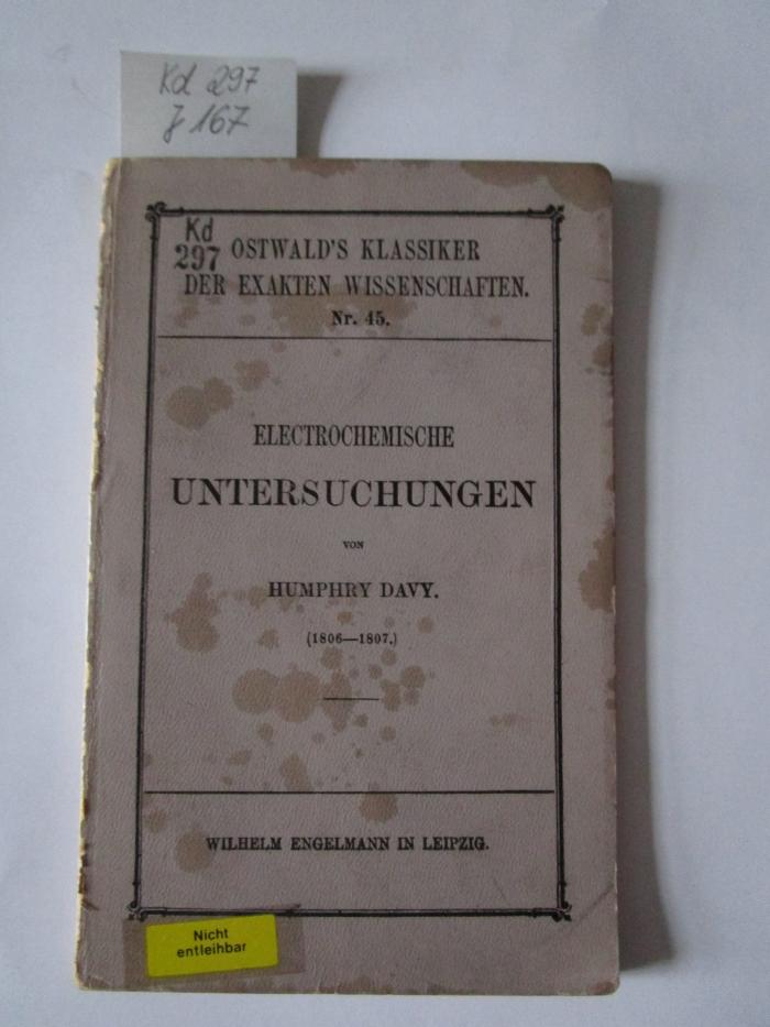 Kd 297: Electrochemische Untersuchungen (1893)