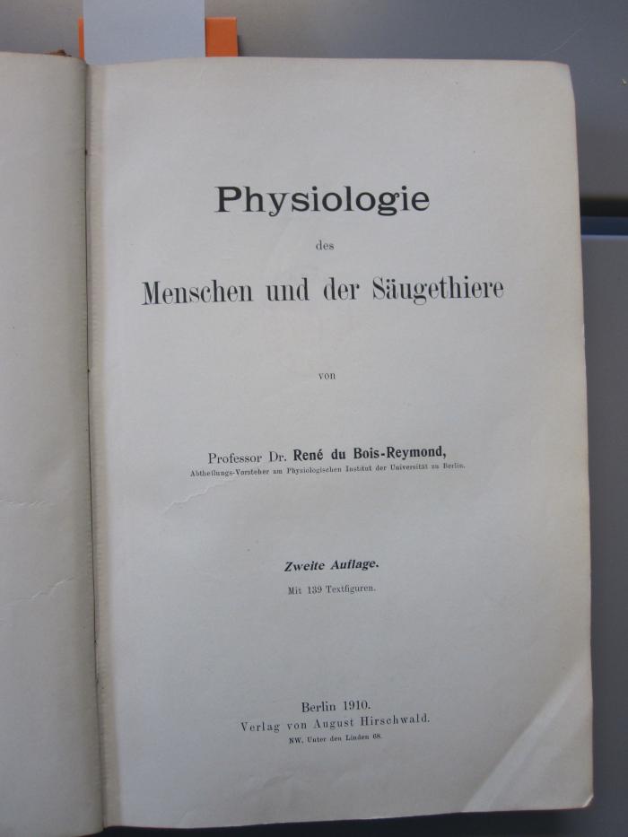 X 5833 b: Physiologie des Menschen und der Säugethiere (1910)
