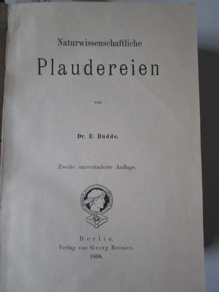 X 846: Naturwissenschaftliche Plaudereien (1898)