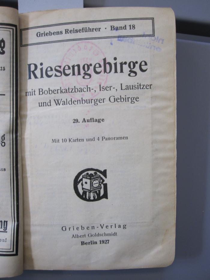 II 7601 bi: Riesengebirge mit Boberkatzbach-, Iser- Lausitzer, und Waldenburger Gebirge (1927)