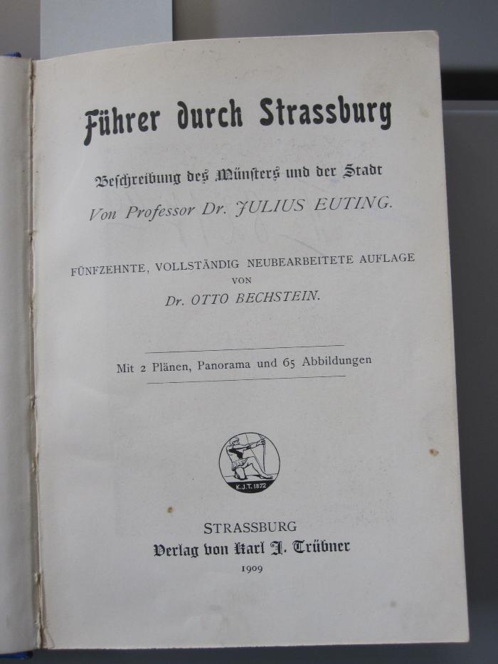 II 8217 ae: Führer durch Strassburg : Beschreibung des Münsters und der Stadt (1909)