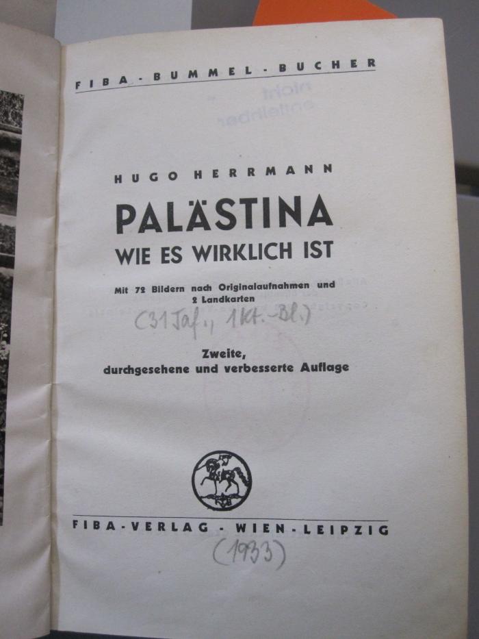 Bl 426 b: Palästina wie es wirklich ist ([1933])