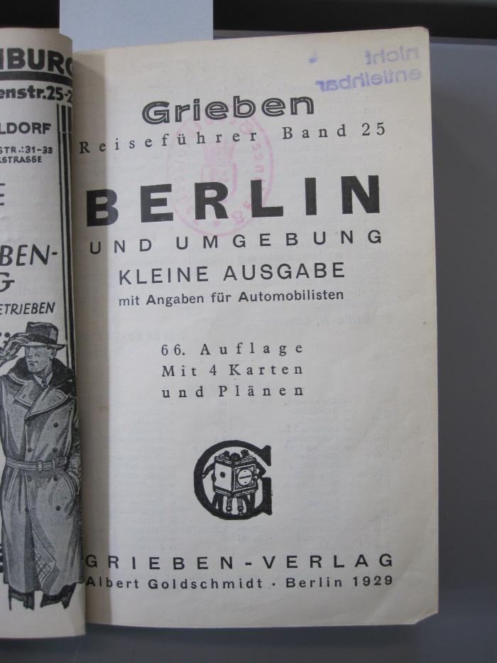 II 6488 ff: Berlin und Umgebung : kleine Ausgabe mit Angaben für Automobilisten (1929)