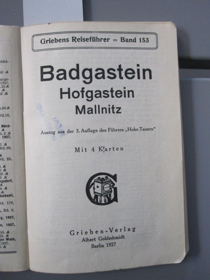 Bi 892: Badgastein, Hofgastein, Mallnitz (1927)
