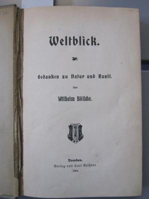 Ka 289: Weltblick. Gedanken zu Natur und Kunst (1904)