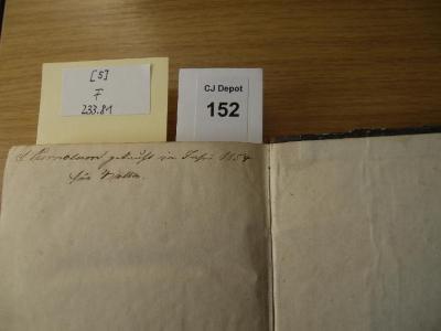 - (Kornblum, S.), Von Hand: Autogramm; 'S. Kornblum gekauft im Jahre 1854 für 4 RTh'. 