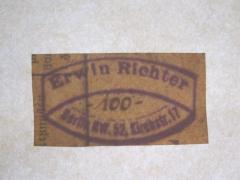 G47 / 151 (Richter, Erwin), Stempel: Name, Ortsangabe; 'Erwin Richter
Berlin NW. 52. Kirchstr. 17
[-100-]'.  (Prototyp)