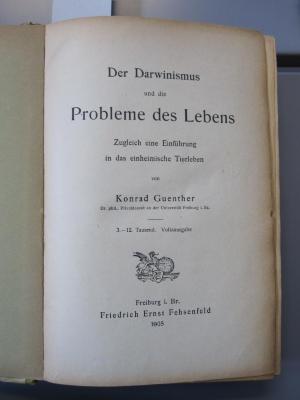 Kg 1271: Der Darwinismus und die Probleme des Lebens : Zugleich eine Einführung in das einheimische Tierleben (1905)