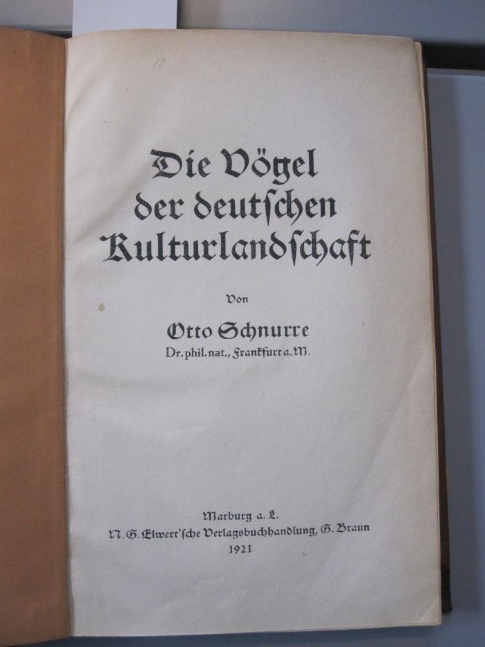 X 4673: Die Vögel der deutschen Kulturlandschaft (1921)