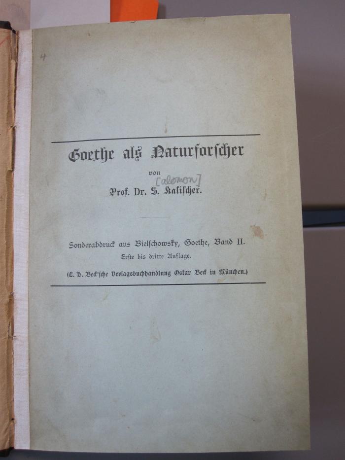 Ka 336: Goethe als Naturforscher ([1905])