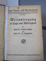 Kb 157: Weltuntergang in Sage und Wissenschaft (1921)