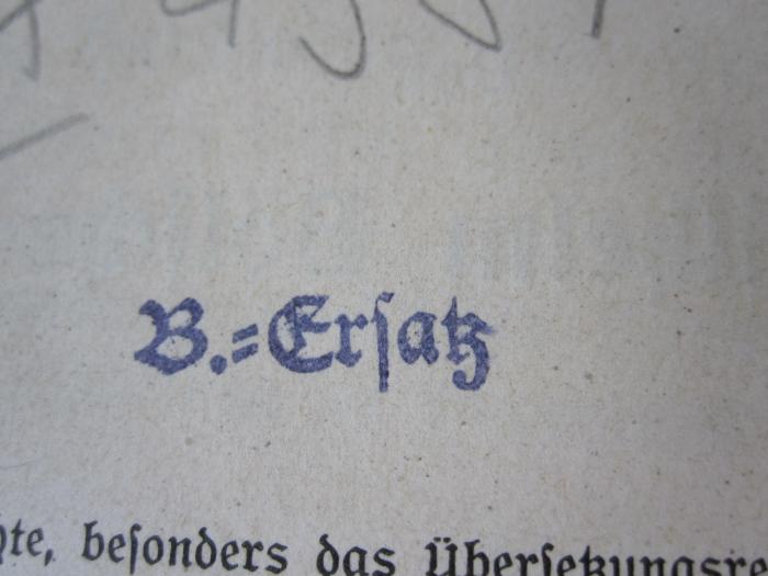 X 4351: Der Stammbaum der Insekten (1916);J / 943 (unbekannt), Stempel: Notiz; 'B.-Ersatz'.  (Prototyp)