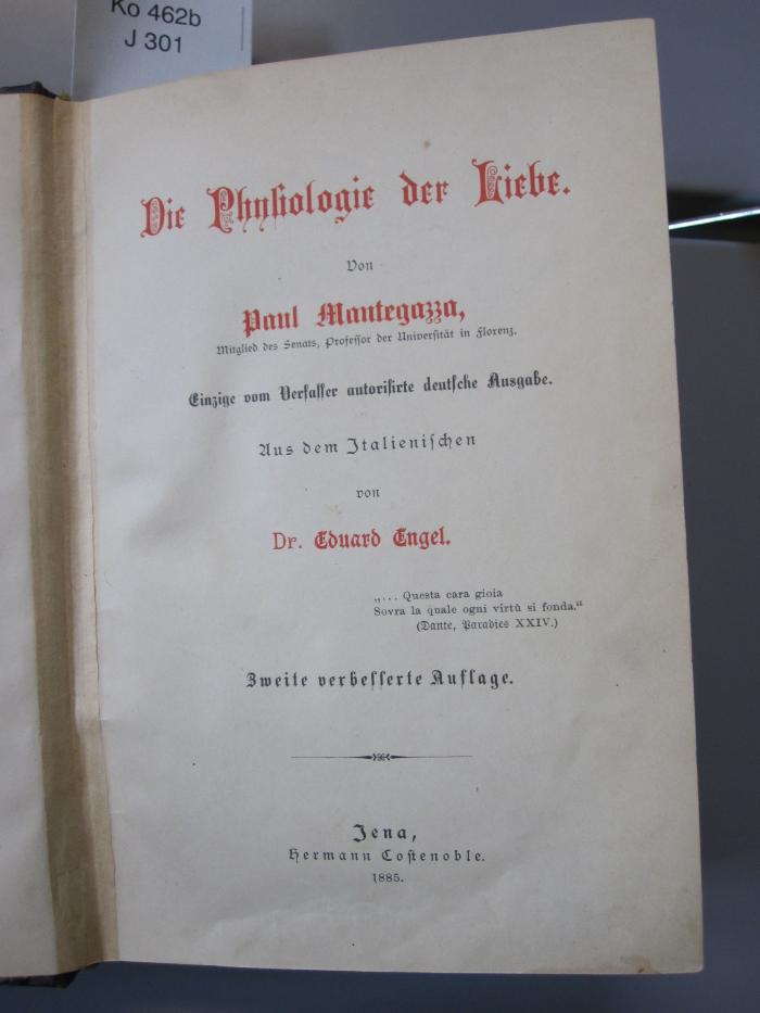 Ko 462 b: Die Physiologie der Liebe (1885)